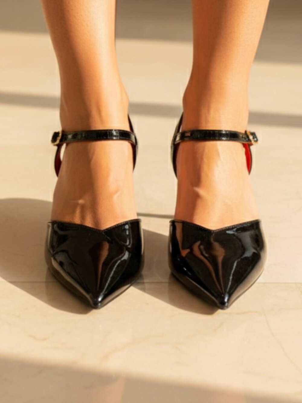 NWT Kayleen Black Patent Leather Pointed Toe Kitten Heels - Picture 7 of 8